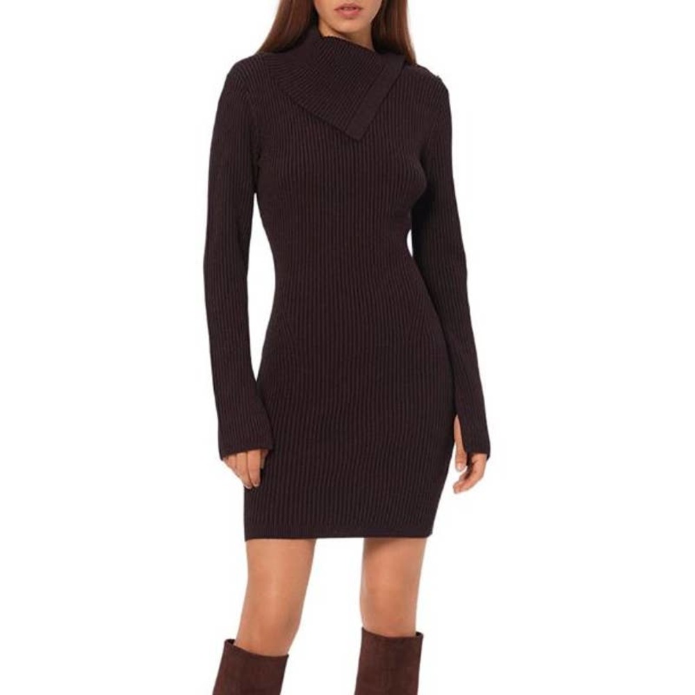 Equipment Dark Brown Sosie Long Sleeve Wool Blend Sweater Dress NWT Size Small